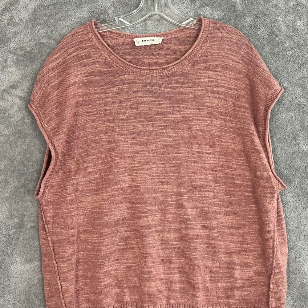 Everlane Muscle Sweater Vest‎ Womens XXL Dusty Rose Linen Organic Cotton - Picture 2 of 9